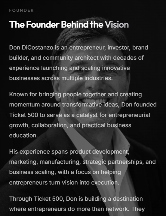 Don DiCostanzo, founder of Ticket 500